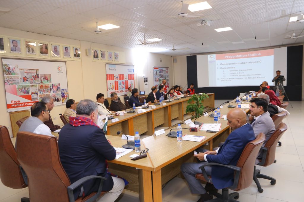 Chairman Muhammad Rehan Hashmi briefing Consul General of France on humanitarian initiatives in Sindh