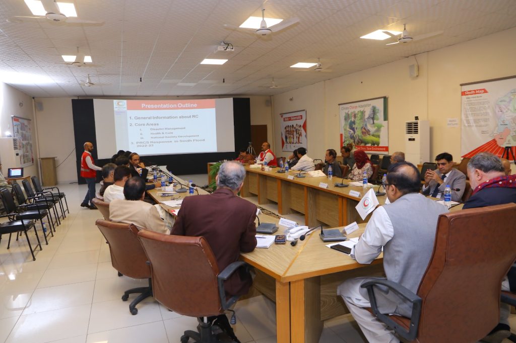 Chairman Muhammad Rehan Hashmi briefing Consul General of France on humanitarian initiatives in Sindh