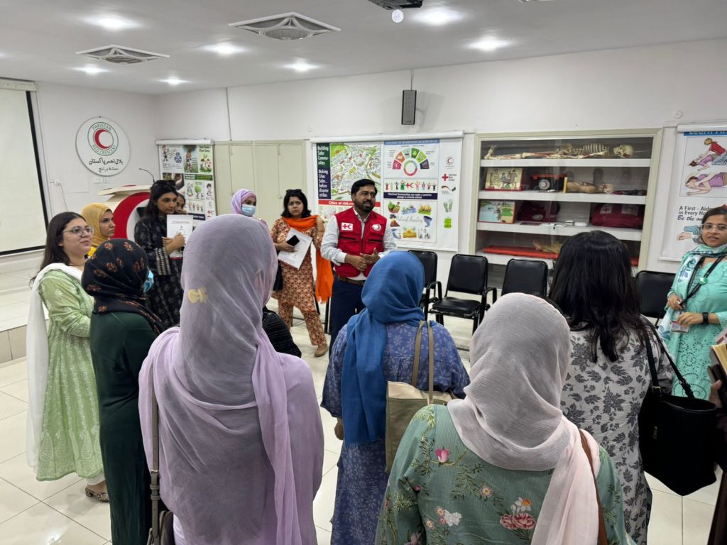 PRCS Sindh hosted Aga Khan University MSPH students for an interactive learning visit, showcasing public health initiatives, emergency response, and training programs to strengthen academic collaboration.