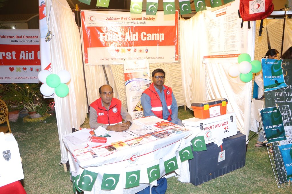 Pakistan Red Crescent First Aid Post at North Nazimabad Gymkhana during Independence Day 2025 celebrations