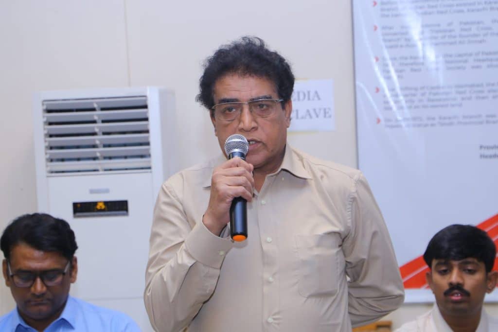 PRCS Sindh Chairman Rehan Hashmi and Pakistan Excellence Club representatives discuss initiatives to enhance community engagement and support Governor Kamran Tessori’s development vision.