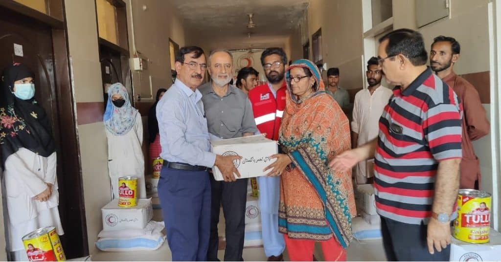 Pakistan Red Crescent District branch Khairpur distributed 200 food Parcels Dr. Aijaz Ahmed Gajani, chairman of District Branch Khairpur