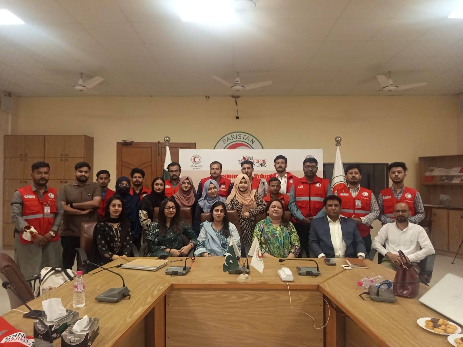 Volunteers participating in RFL training organized by Pakistan Red Crescent Sindh