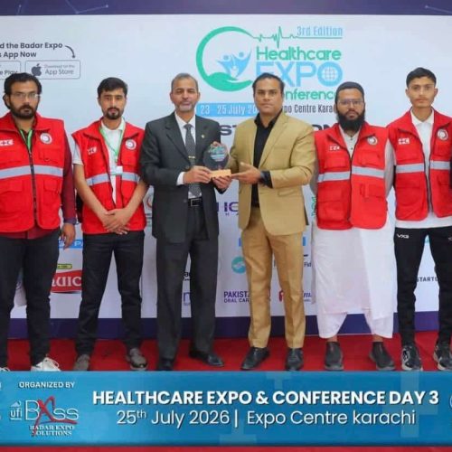 Chairman Rehan Hashmi also visited the event, where the expo management recognized PRCS Sindh with an appreciation shield and certificate for its outstanding humanitarian support