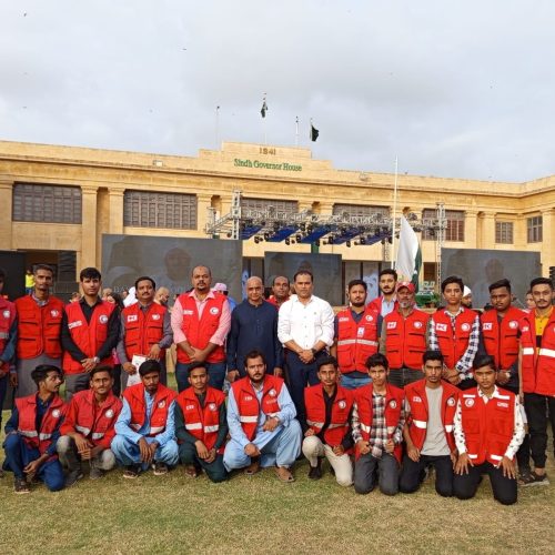 Pakistan Red Crescent Sindh Branch team at Governor’s House during Maarka-e-Haq celebrations
