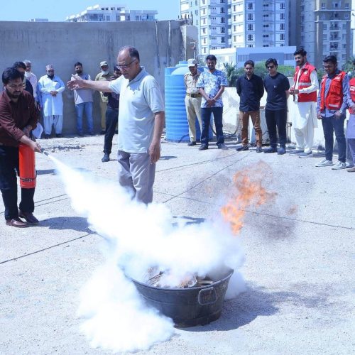 Fire fighting equipment training session at PRCS Sindh